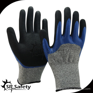 SRSAFETY Cut-5 working nitrile glove with 2 layer coating glove,anti-cut glove